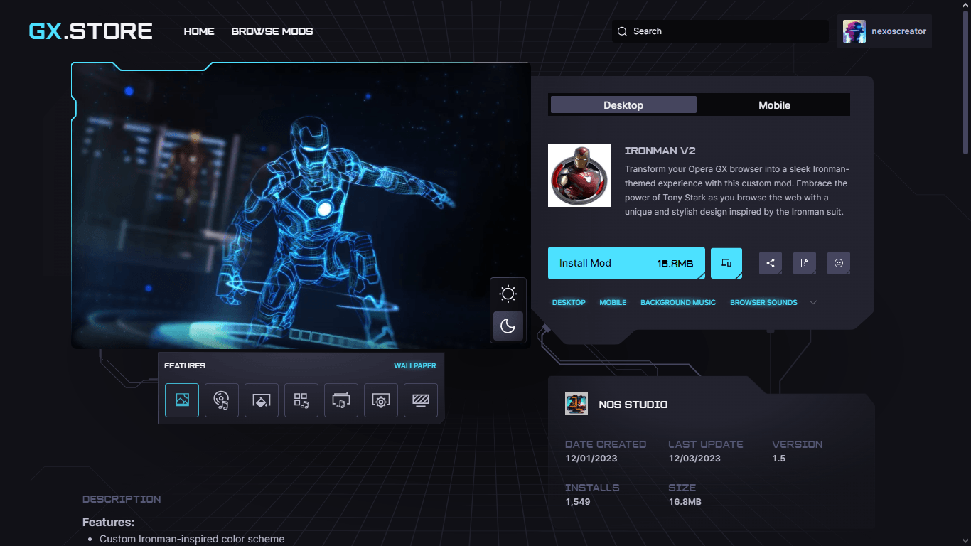 Opera Gx Ironman Mods